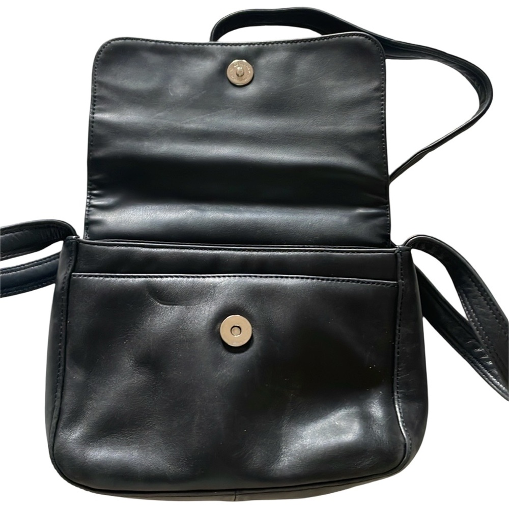 Talbots Black Leather Multi Compartment Crossbody… - image 6